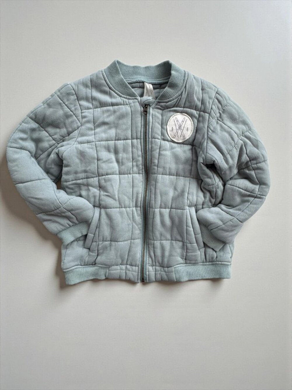Rylee + Cru Seafoam Quilted Bomber Jacket Ski Patch Sz 6-7